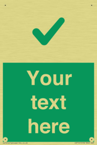 Custom green background, green tick sign